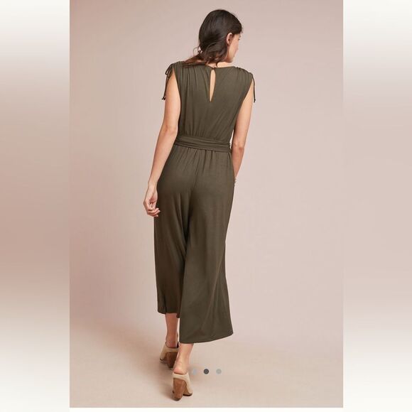 Anthropologie Moulinette Soeurs Alisande Cropped Knit Jumpsuit - Moss - Size M - Picture 2 of 14